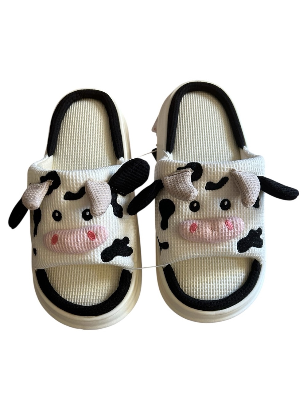 Plush 3D Cow Face Slip-On Platform Slippers Size L/XL (11-12) NWT